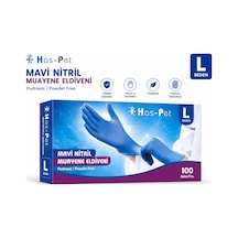 Haspet Nitril Mavi Eldiven L Pudrasız Pk 100 Adet