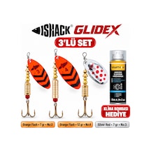 Fishack Glidex 3'lü Döner Kaşık Seti + Klima Bombası - Orange Flash 7 Gr No:3 + Orange Flash 12 Gr No:4 + Silver Red 7 Gr No:3