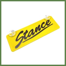 Bezos Stance Yazılı Sarı Dekor Plaka Vantuzlu Cam Süsü 22x7.5cm Hb006