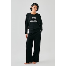 Akbeniz Kadın Siyah Kova Burcu Oversize 2 İplik Eşofman Ev Giyim Takımı Akbeniz Kadın Siyah Kova Burcu Oversize 2 İplik Eşofman Ev Giyim Takımı