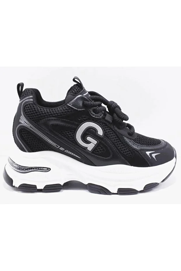 Guja 26y323 Kadın Kalın Taban Simli Sneaker Ayakkabı Siyah