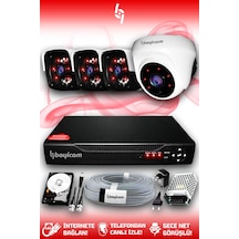 Bayicam 4 Kameralı Panda 1 İç Kamera Set 1 TB HDD Full HD Gece Görüşlü Güvenlik Kamerası Sistemi