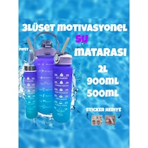 3'lü Set Bpa İçermez Motivasyonel Mor Su Mataraı,su Şişesi 2lt,7