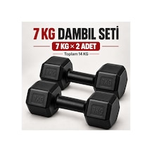 7 Kg X 2 Adet Siyah Altıgen Dambıl Seti Toplam 14 Kg