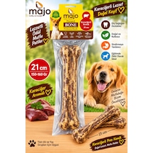 Majo Karaciğerli Pres Kemik 21 Cm 150-160 Gr Tekli Köpek Çiğneme Ödülü Doğal Sığır Eti