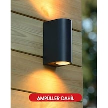 10 Adet Amber Işık Siyah Kasa Çift Yönlü Dekoratif İç Ve Dış Mekan Duvar Apliği Amber