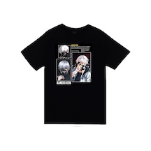 Tokyo Ghoul Kaneki Ken Baskılı Unisex %100 Pamuk Siyah T-shirt SIYAH
