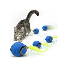 Akıllı Kedi Oyun Topu - Otomatik Yuvarlanan İnteraktif Kedi Oyuncağı - Şarj Edilebilir Evcil Hayvan Oyun Arkadaşı - Farklı Hız Ve Oyun Modları - Led Işıklı - Tüylü Kovalama Kuyruğu Mavi