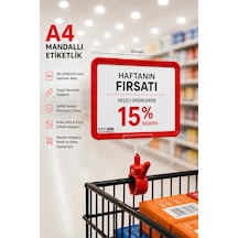 A4 Mandallı Fiyatlık Etiketlik Sepet Raf Askılık Fiyat Etiketi Çerçeveli Market Mağaza Kırmızı