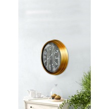 Altın Varaklı Salon Ofis Duvar Saati Alüminyum Çerçeve 40 Cm (515886408)