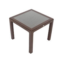 Depootoptan Mandella 90X90 Elit Rattan Masa (Camlı) Kahverengi