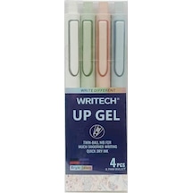 Wrıtech W-0154 Up 0,5mm Mavi Jel Kalem - 4'lü Ahşap