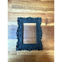 3d Baskı Barok Desenli Duvar Çerçevesi Süslü Kabartmalı Vintage Tablo Çerçevesi Mat Siyah