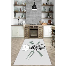 Gri Kaymaz Tabanlı My Kitchen My Rules Mutfak Halısı Mt01n11