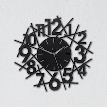 Cajuart Siyah Ahşap Çubuklu Stil Kesim 35 Cm Modern Duvar Saati Siyah