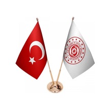 Masa Üstü Çalışma Bakanlığı Bayrağı Türk Bayrağı İkili Pirinç Dir