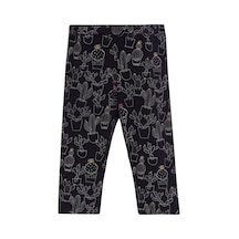 Lovetti Kız Çocuk Line Art Cactus Desen Kapri 8944 Beyaz - Siyah
