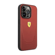 Apple iPhone Uyumlu 14 Pro Max Kılıf Ferrari Deri Delikli Dizayn Kapak