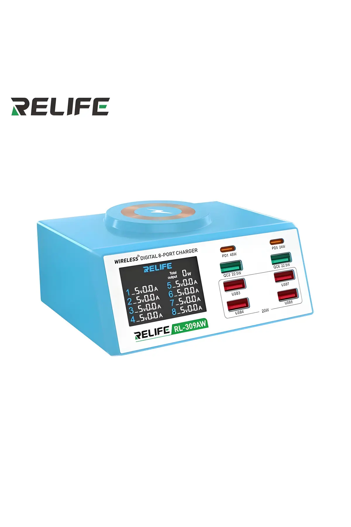 Relıfe Rl-309 8 Port Dijital Hızlı Şarj İstasyonu Pd 3.0 Qc 3.0 Usb Type-c Magsafe 1