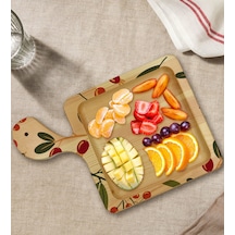 Bk Gift Meyve Tasarımlı Kare Şeklinde Doğal Ahşap Servis Ve Sunum