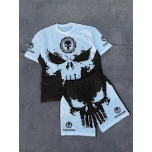 Tarzyeri Unisex Bisiklet Yaka Dijital Baskılı Şortlu Takım - Beyaz 001