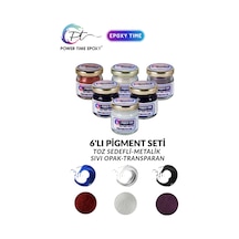 6'lı Epoksi Pigment Boya Seti / Epoksi Için/ 3 Adet Toz Sedefli - 3 Adet Sıvı Opak-transparan