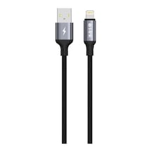 S-link Armor Ul-01 12w 1.2m Usb To Lightning Pd Örgülü Metal Başlıklı Siyah Hızlı Şarj Kablosu Kdo