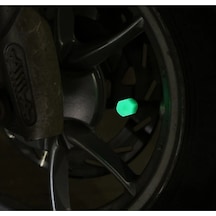 Fosforlu Floresan Led Yeşil Pilsiz Araba Motorsiklet Lastik Sibop Kapaği 4 Adet