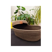 Hasır Jüt Sepet Oval Kapaklı Organizer Düzenleyici 30x20x10 Cm Haki Yeşil Haki Yeşil
