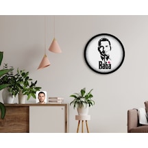 Kişiye Özel Godfather Baba Silüet Tasarımlı 45Cm Ahşap Duvar Saat (492699242) Çok Renkli