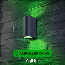 Yeşil Işık Antrasit Kasa Çift Yönlü Dekoratif Iç Ve Dış Mekan Duvar Apliği Antrasit