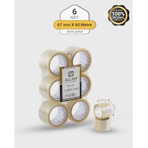 6 Adet Akrilik Şeffaf Koli Bandı 60mm X 67mt Güçlü Yapışkan