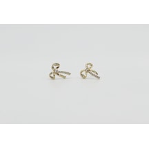 14k Gold Plated Mini Shiny Bow Stud Küpe Gold