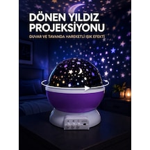 Yıldız Projeksiyon Lambası Döner Başlıklı Renkli Çocuk Odası Gece Işığı Sarı