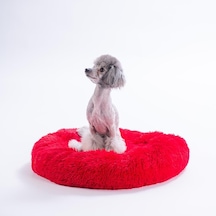 Kırmızı Donut Köpek Yatağı Kedi Yatağı Simit Yatak Anti-stress Pet Yatağı Peluş Yatak S