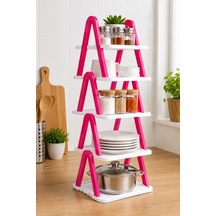 5 Katlı Modüler Ayarlanabilir Ayakkabılık Rafı Çok Amaçlı Organizer Kat Aralığı Ayarlanabilir Pembe