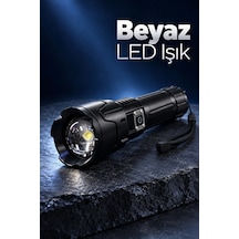 Kargo Şarjlı Led El Feneri Zoomlu Type C Şarjlı Dijital Batarya Göstergeli Najmaddin Çok Renkli