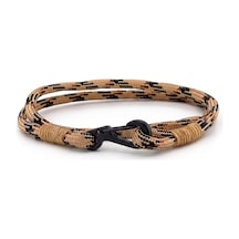 Sütlü Kahve Paracord Metal Kanca Iki Sira Erkek Bileklik M011H Kahverengi