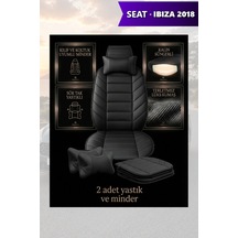 İbiza 2018 Uyumlu Premium Lüks Siyah Renk 2 Adet Minder Ve Yastık