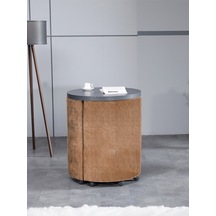 Marvel Tezgahlı Depolama Alanlı Tekerlekli Nubuk Kumaş Puf - Bench4