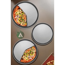 Tr 3'lü Delikli Pizza Tepsisi Lahmacun Pide Tepsisi Çelik Tepsi Diğer