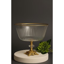 Çnr Home Collection Metal Ayakli Gold Detayli Büyük Boy Kase - Sunum - Servis - Salata Kasesi Altin