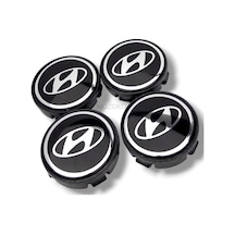 56 Mm Hyundai Uyumlu Siyah Krom Geçmeli Jant Göbeği Kapak Seti 4 Adet