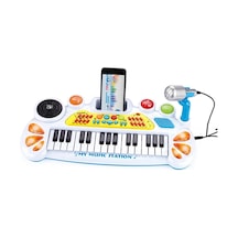 Elektronik Org Müzik Seti Mikrofonlu 45 Cm Çocuk Piyano Mp3 Girişli Led Işıklı Karaoke Oyuncak