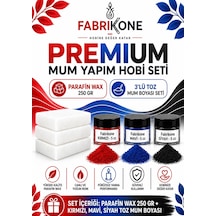 Premium Mum Yapım Hobi Seti - Parafin Wax 250 Gr - 3'lü Toz Mum Boyası Seti - Kırmızı, Mavi, Siyah Bkfabpw2503kms Karışık