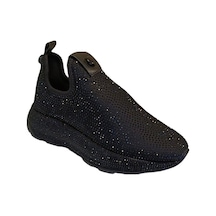 White Line Prens 156 Kadın Taşlı Strech Sneaker Ayakkabı Siyah Siyah
