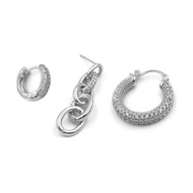 3'lü Halka Küpe - Gümüş Çok Renkli 31421687