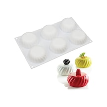Kek Pasta Pişirme Çikolata Şeker Tatlı Küre Basık Dalgalı Silikon Kalıbı 6'lı Beyaz
