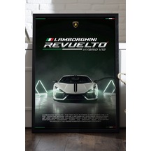 Lamborghini Revuelto Siyah Ahşap Çerçeveli Poster, Dekoratif Araba Duvar Tablosu