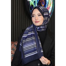Çizgili Desen Mor Soft Pamuk Şal Çok Renkli 47